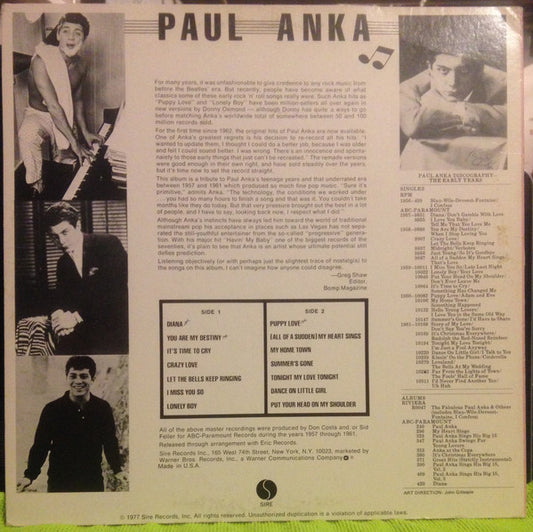 Paul Anka Vintage Years 1957 - 1961