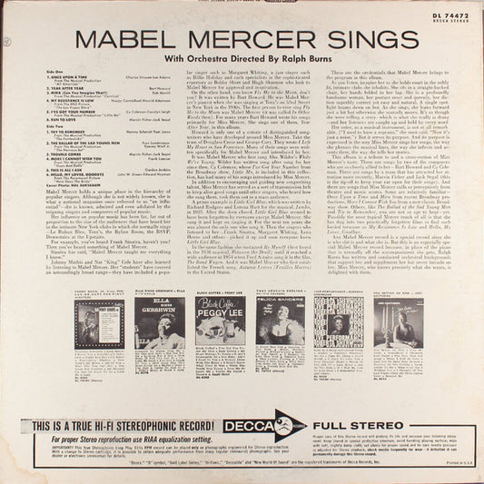 Mabel Mercer Sings