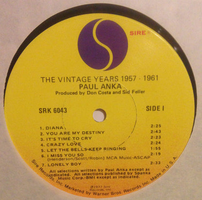 Paul Anka Vintage Years 1957 - 1961