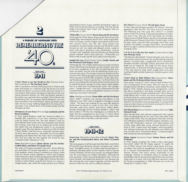 Remembering The '40s - A Parade Of Nostalgic Hits