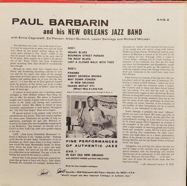 Paul Barbarin's New Orleans Jazz Band