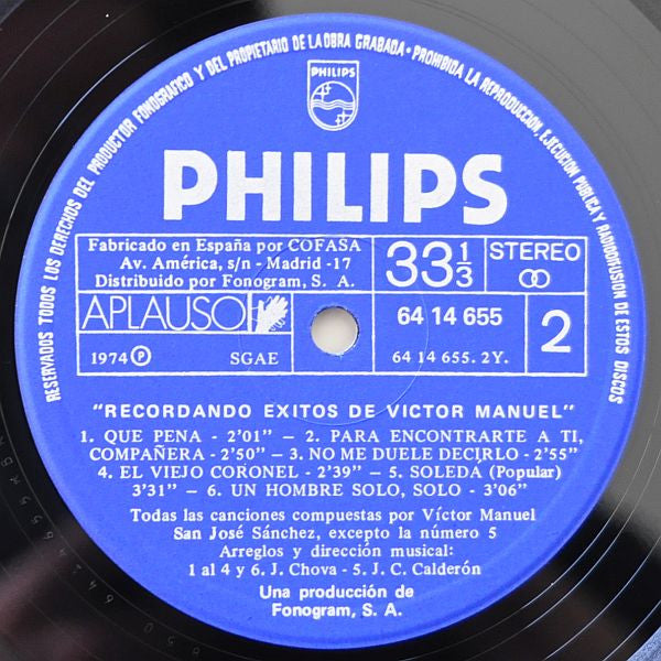 Recordando Exitos De Victor Manuel