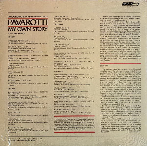 Pavarotti My Own Story-Musical Highlights Of His Spectacular Career