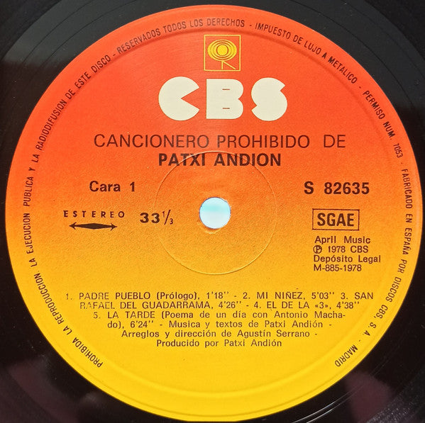 Cancionero Prohibido De Patxi Andion (Biografia Maldita)