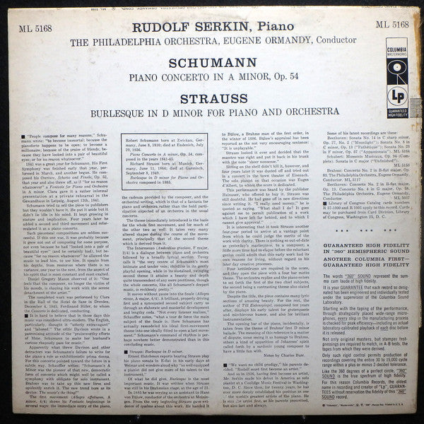 Piano Concerto In A Minor, Op. 54 / Burlesque In D Minor