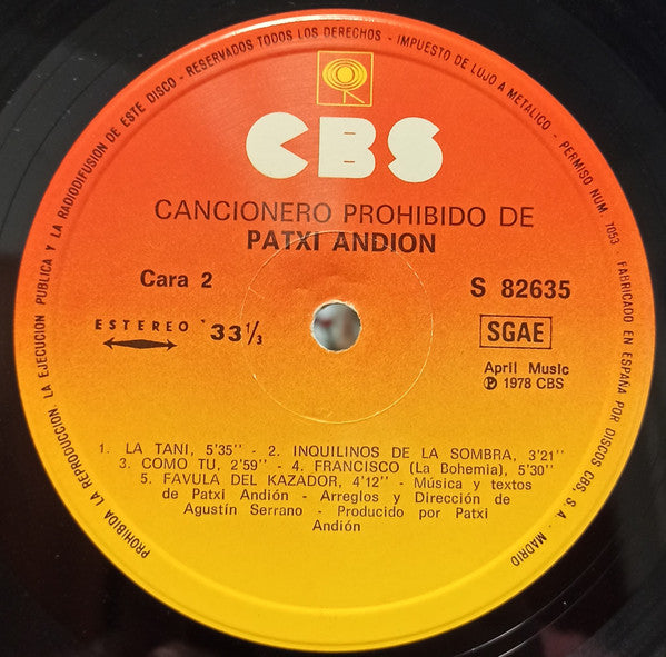 Cancionero Prohibido De Patxi Andion (Biografia Maldita)