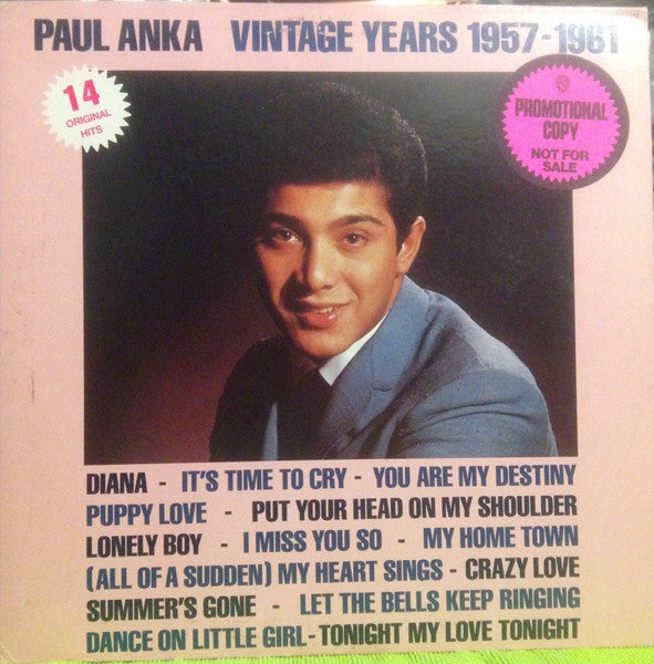 Paul Anka Vintage Years 1957 - 1961