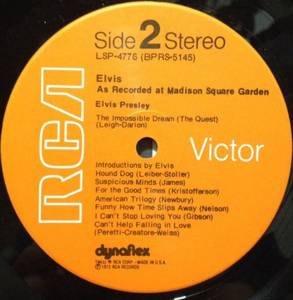 Elvis As Recorded At Madison Square Garden