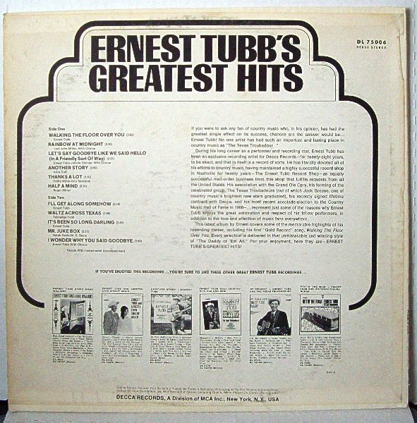 Ernest Tubb's Greatest Hits