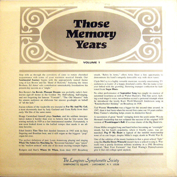 Those Memory Years Volume 1