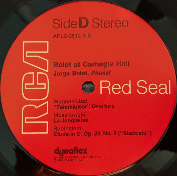 Jorge Bolet At Carnegie Hall Recorded Live February 25, 1974