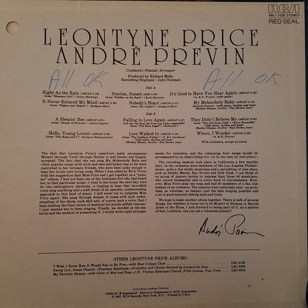 Leontyne Price - André Previn