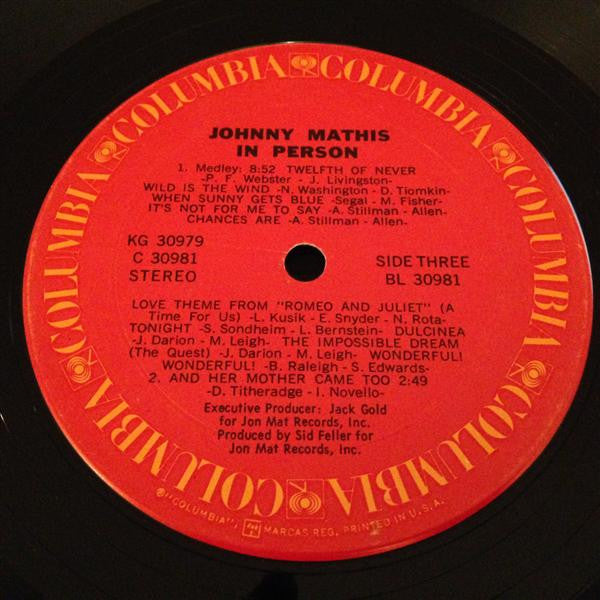 In Person - Johnny Mathis Recorded Live At Las Vegas