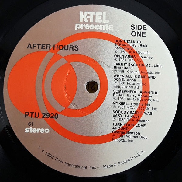 K-tel Presents - After Hours - The Chart Soaring Hits Of Today