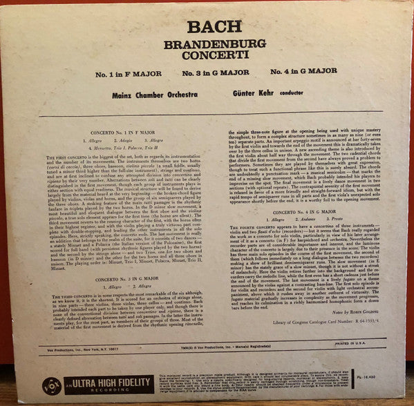 Brandenburg Concerti (No. 1 In F Major - No. 3 In G Major - No. 4 In G Major)